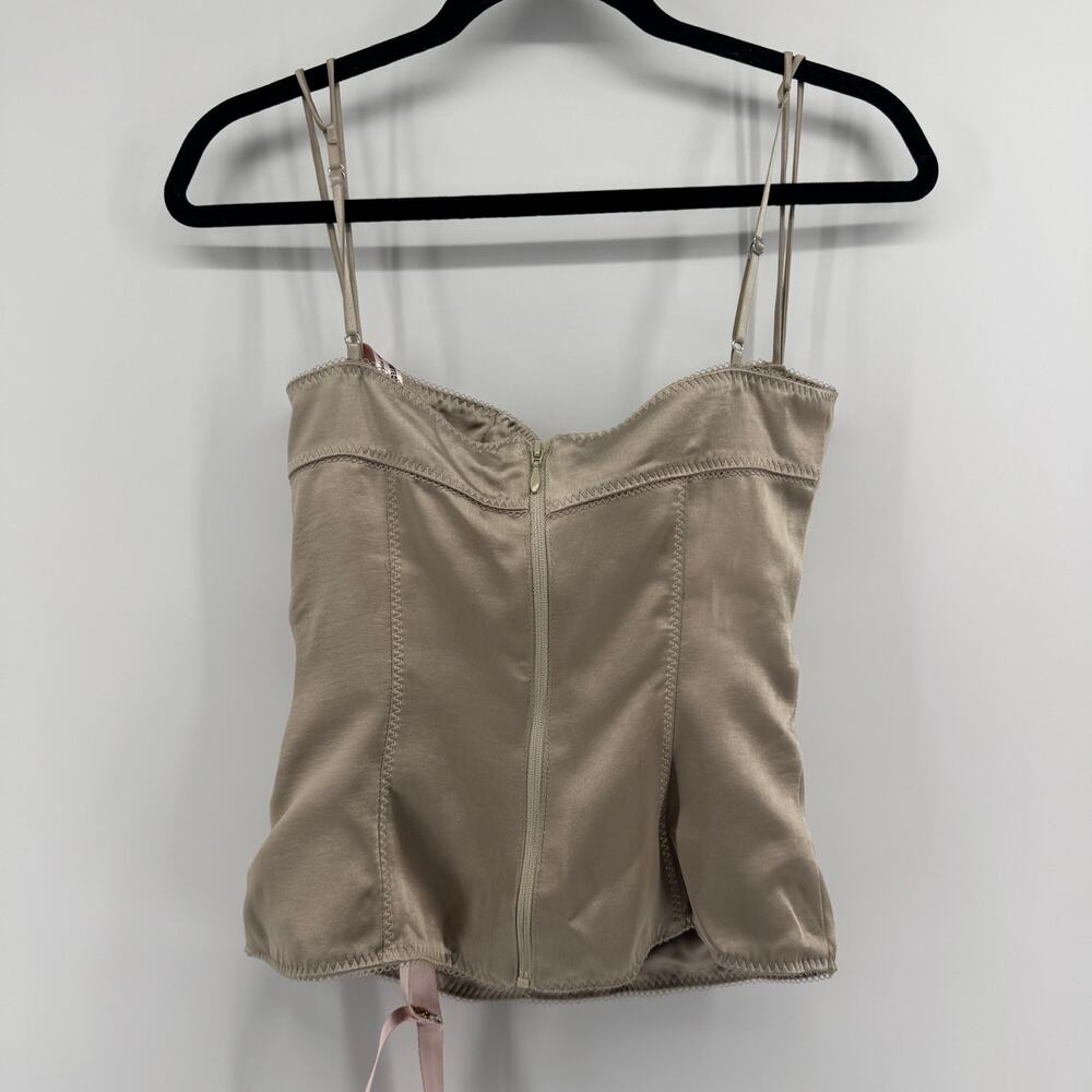 House of CB Chantal Satin Corset Crop Top - Size Small Plus Cup - Sand - Picture 5 of 8